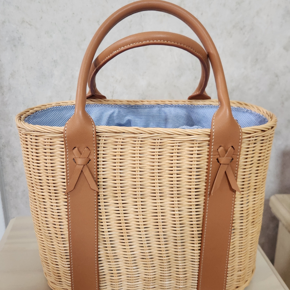J. McLaughlin Tan Woven Satchel
